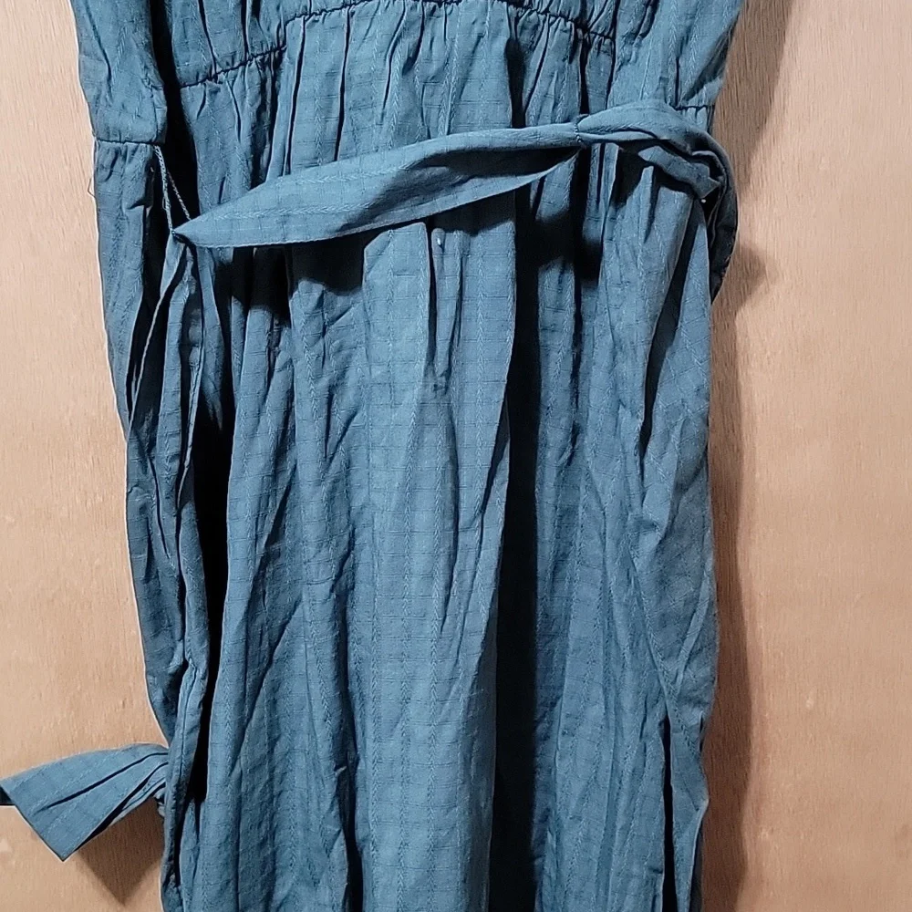 Nwt Universal Thread Dress Teal Wrap Top Full Skirt V Neck Textured - Picture 7 of 12